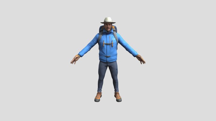 Male mountaineer in a T-pose 3D Model