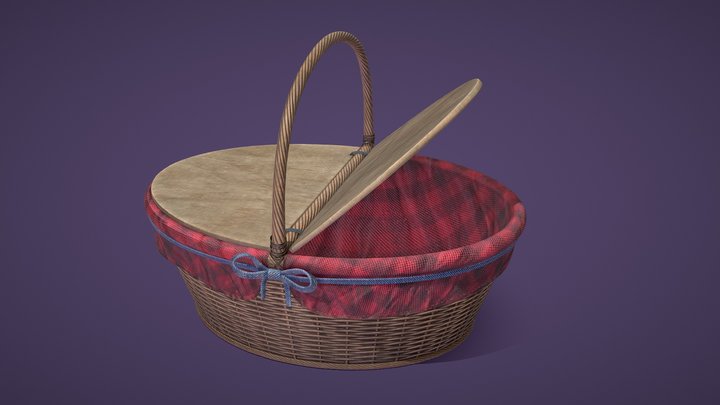 Picnic Wicker Basket 3D Model