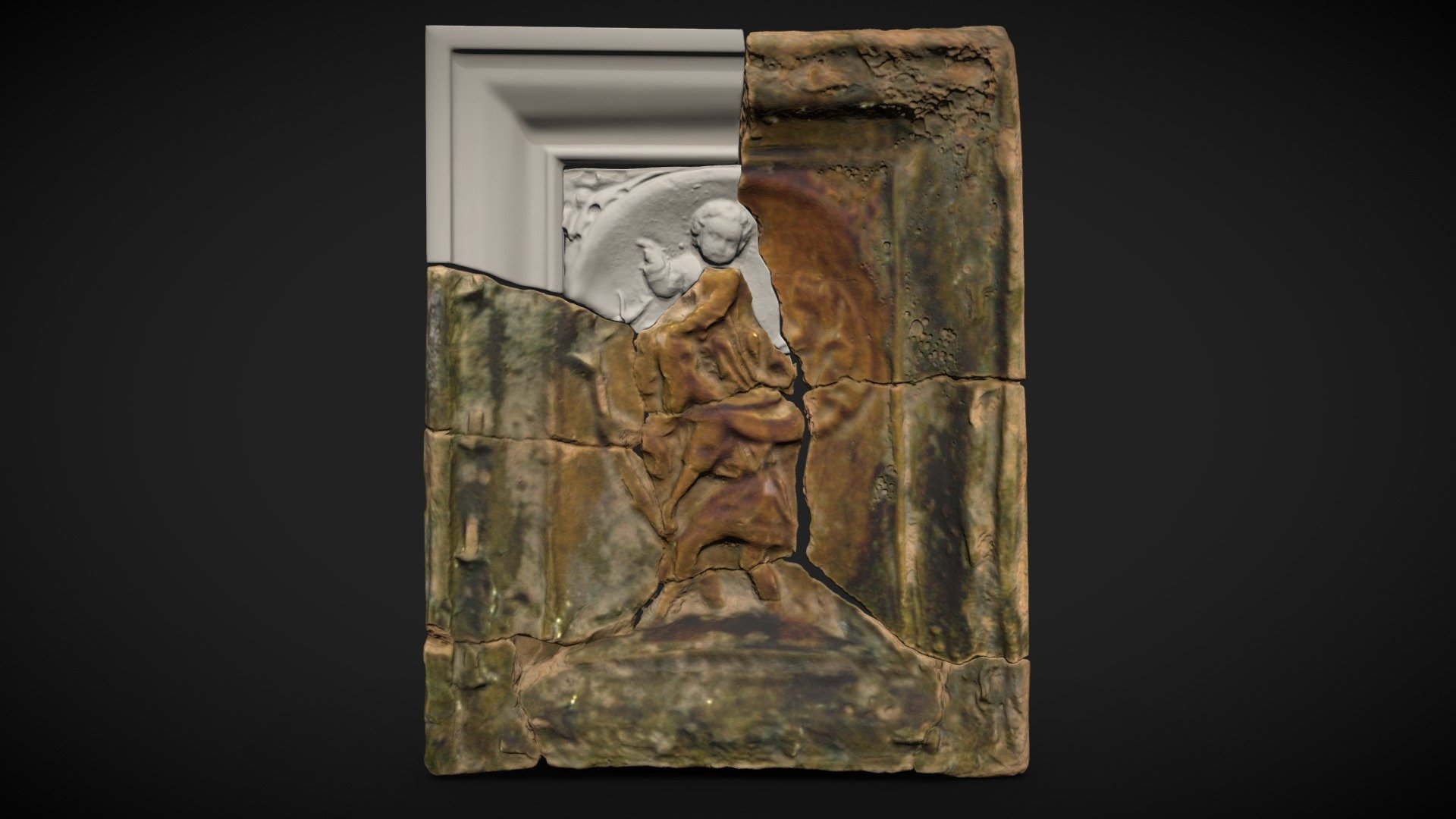 Stove tile with Christopherus - Reconstruction — Sketchfab embed 3D viewer