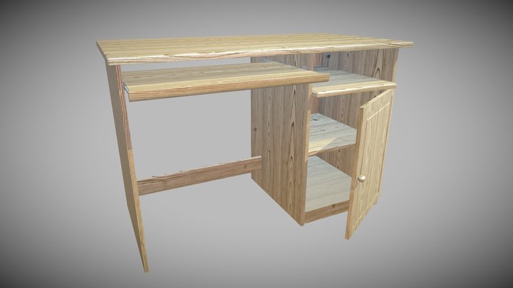 Wooden Desk | Game-ready Asset 3D Model