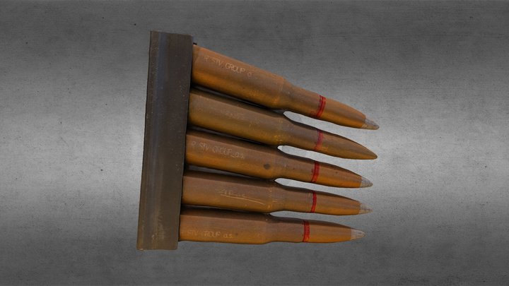 Clip of 7.62×54R 3D Model