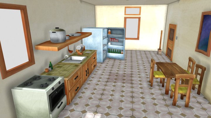 Stylized Kitchen Models | Hand Painted 3D Model