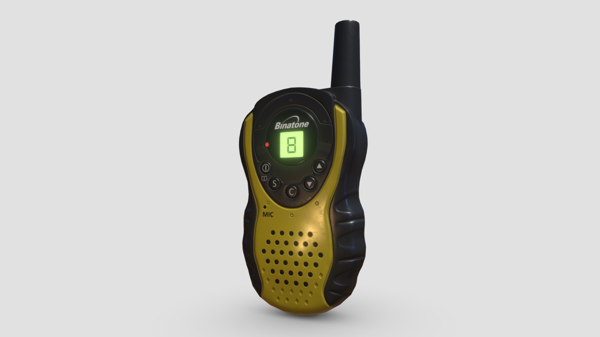 3D model Binatone Latitude 100 Walkie Talkie - This is a 3D model of the Binatone Latitude 100 Walkie Talkie. The 3D model is about a black and yellow wristwatch.
