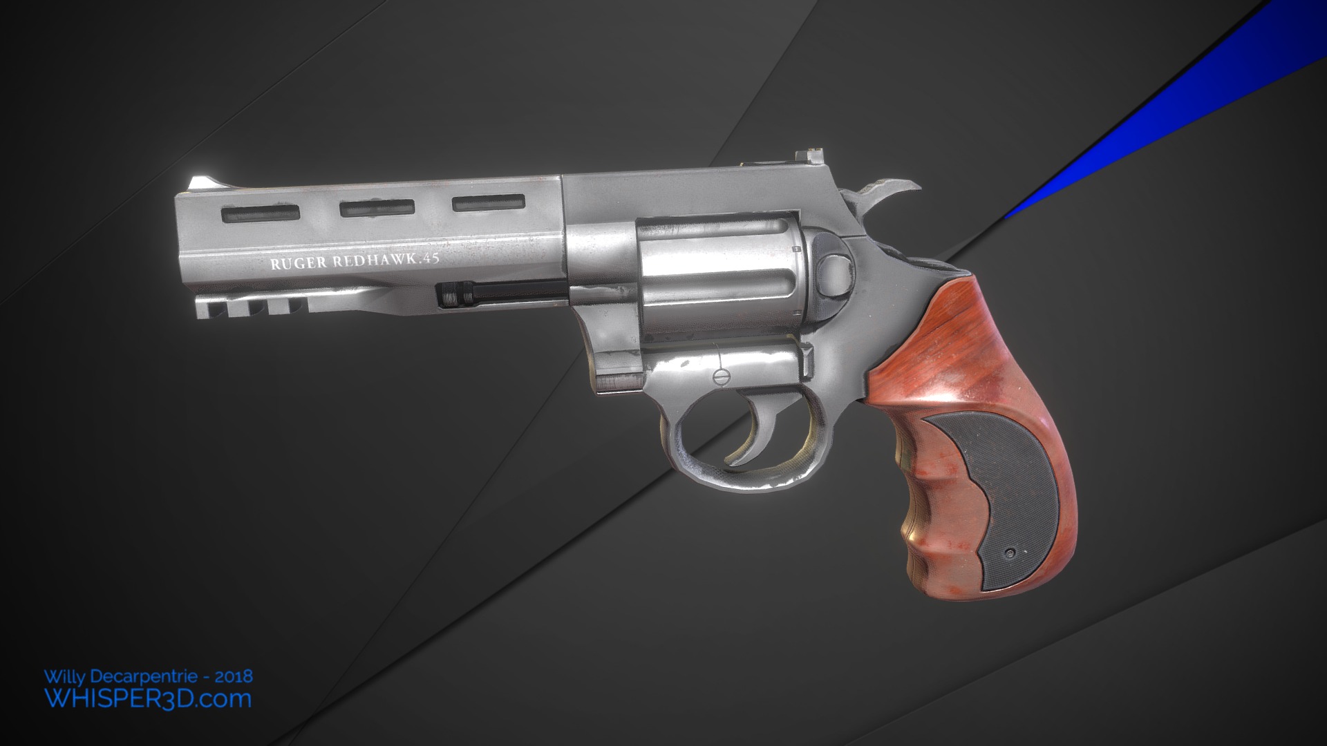 3D model Ruger Blackhawk - This is a 3D model of the Ruger Blackhawk. The 3D model is about a gun on a table.