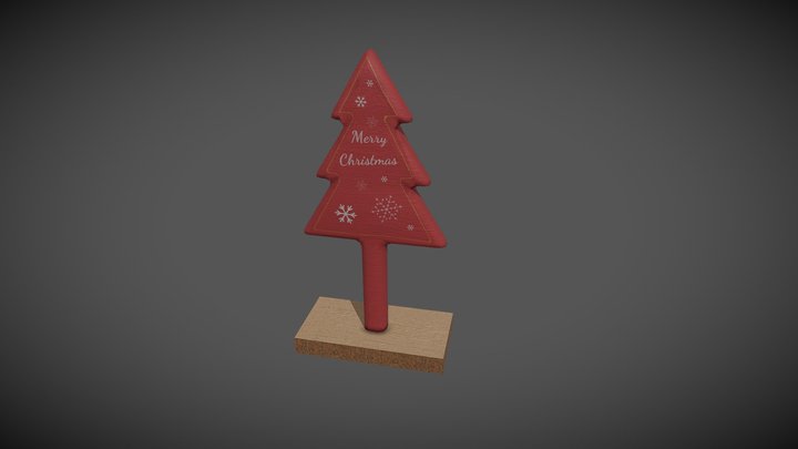 Red Wooden Christmas Tree Decoration 3D Model