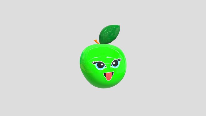 CUTE GREEN APPLE 3D Model