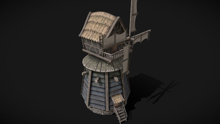 Papercraft Medieval Windmill 3D Model