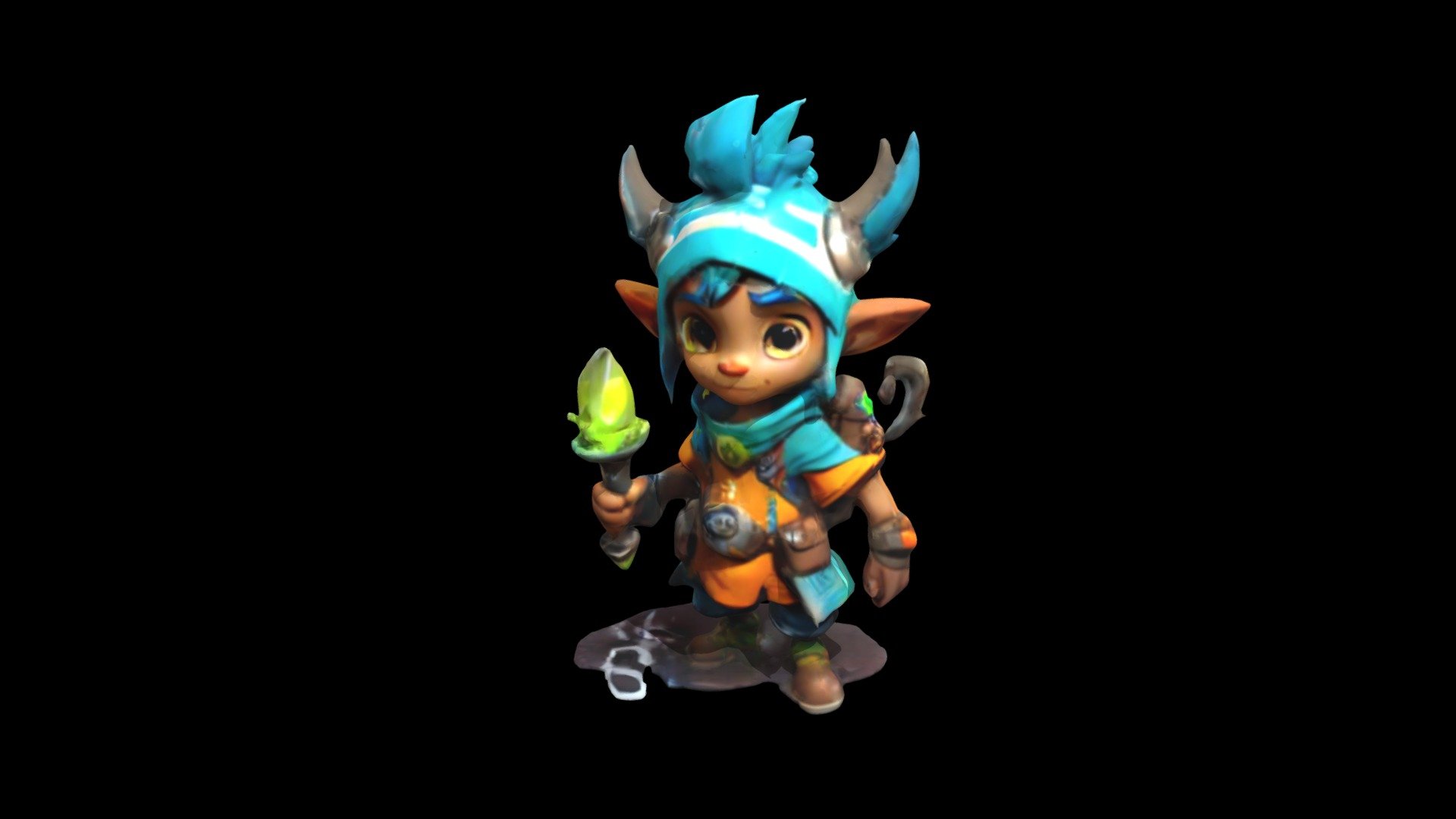 a cartoon character with blue hair and horns - Download Free 3D model ...
