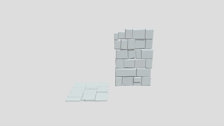Pared y Piso de Piedras 3D Model