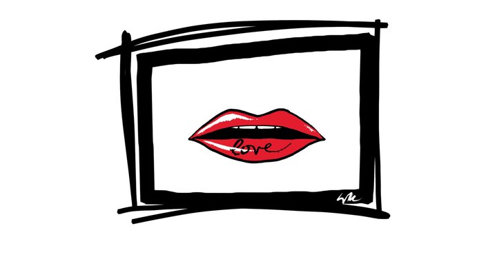 Love written on sketchy lips 3D Model