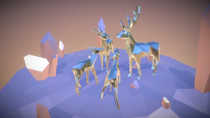 Deers family 3D Model