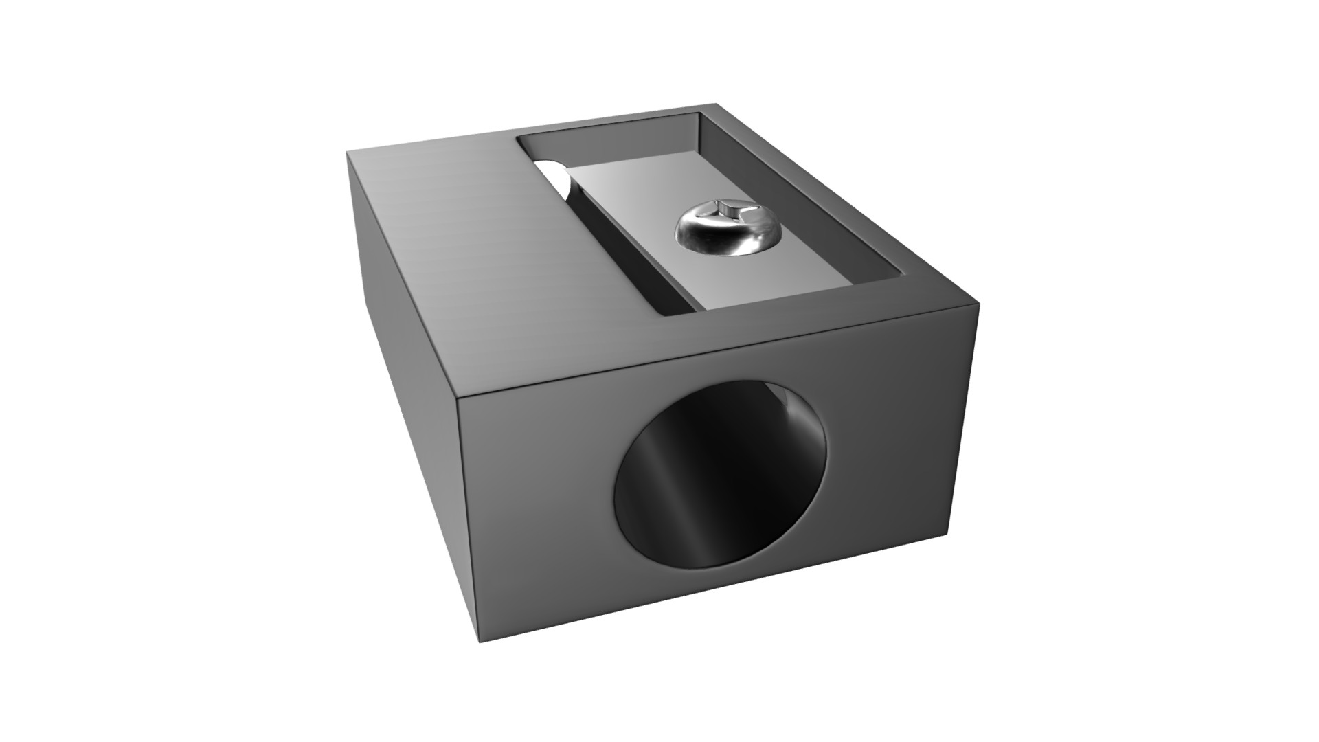 3D model Pencil sharpener - This is a 3D model of the Pencil sharpener. The 3D model is about a silver and black speaker.