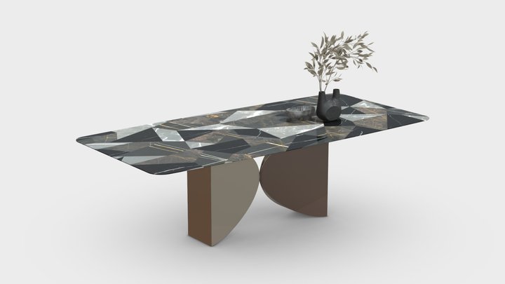 Lago Meet Table with Vase Decoration 3D Model