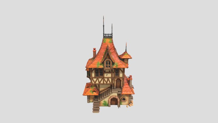 Medieval Cottage at Sunset – Modello 3D gratuito STL