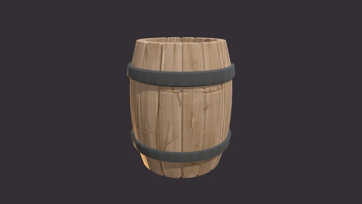 Low-Poly Medieval Barrel + wood texture ! 3D Model