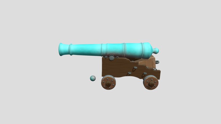 Styalized Ghost Pirate Ship Cannon With Ball 3D Model