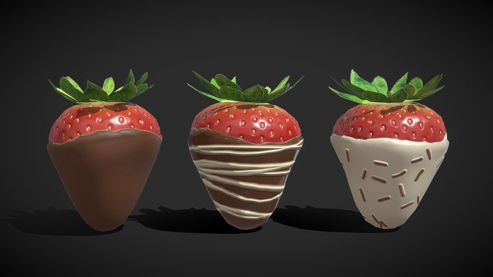 Strawberries in Chocolate - low poly 3D Model