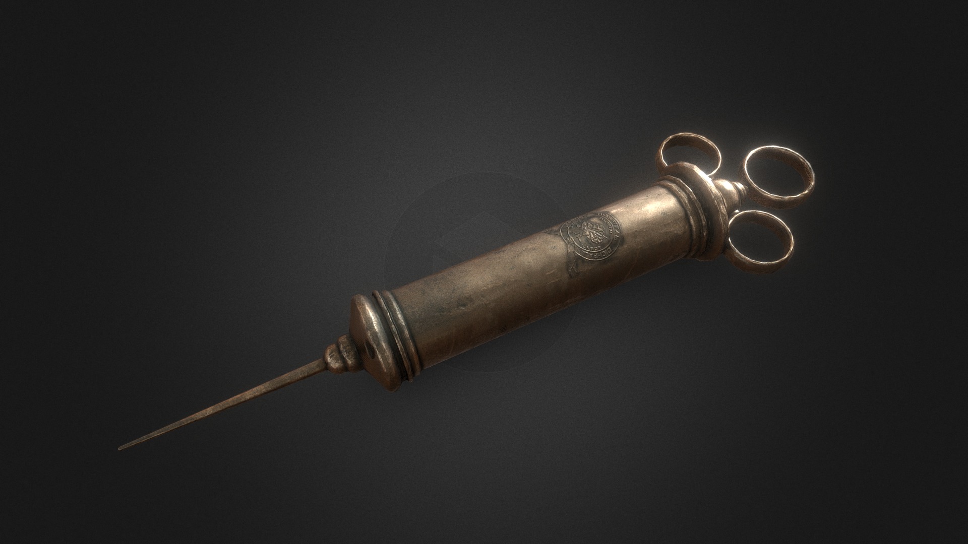 3D model Medieval syringe - This is a 3D model of the Medieval syringe. The 3D model is about a metal sword with a handle.