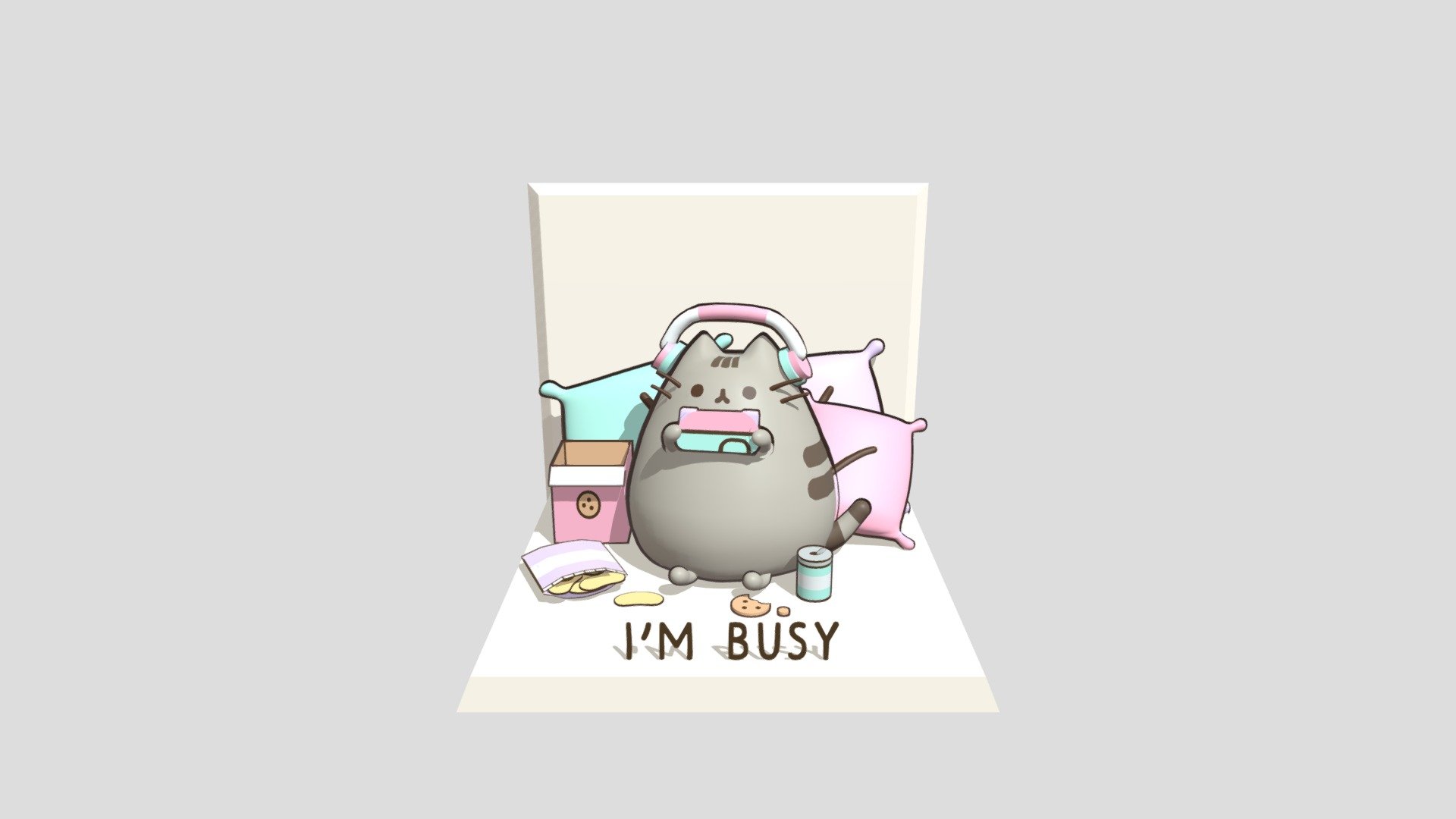 Pusheen-im-busy - Download Free 3D model by Sasha SEMMA (ﾉ ヮ )ﾉ