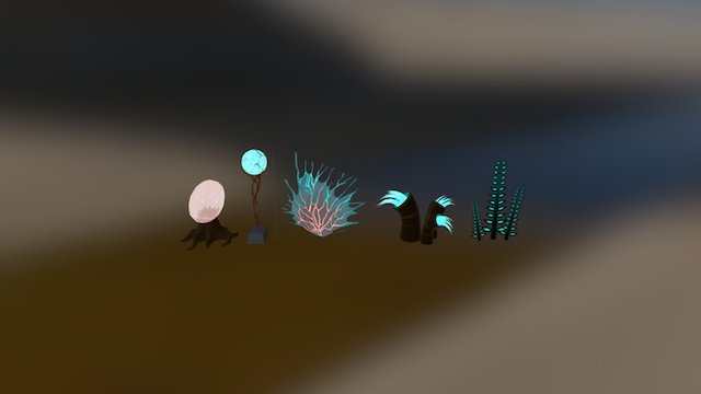 Finished Alien Plants 3D Model