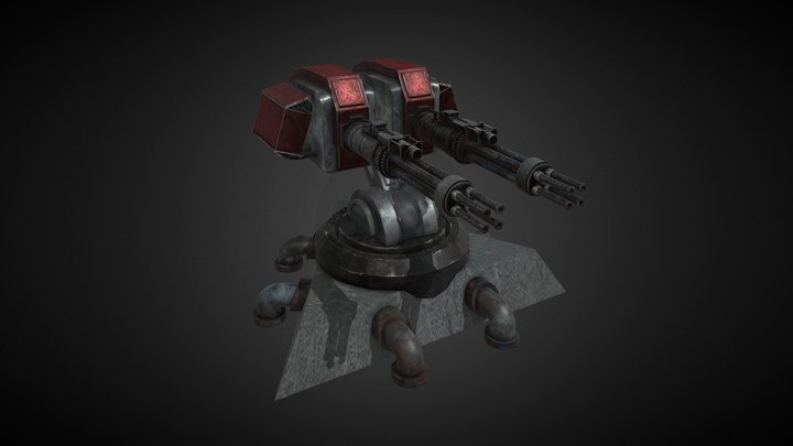 Red Alert 2 - Soviet Sentry Gun 3D Model