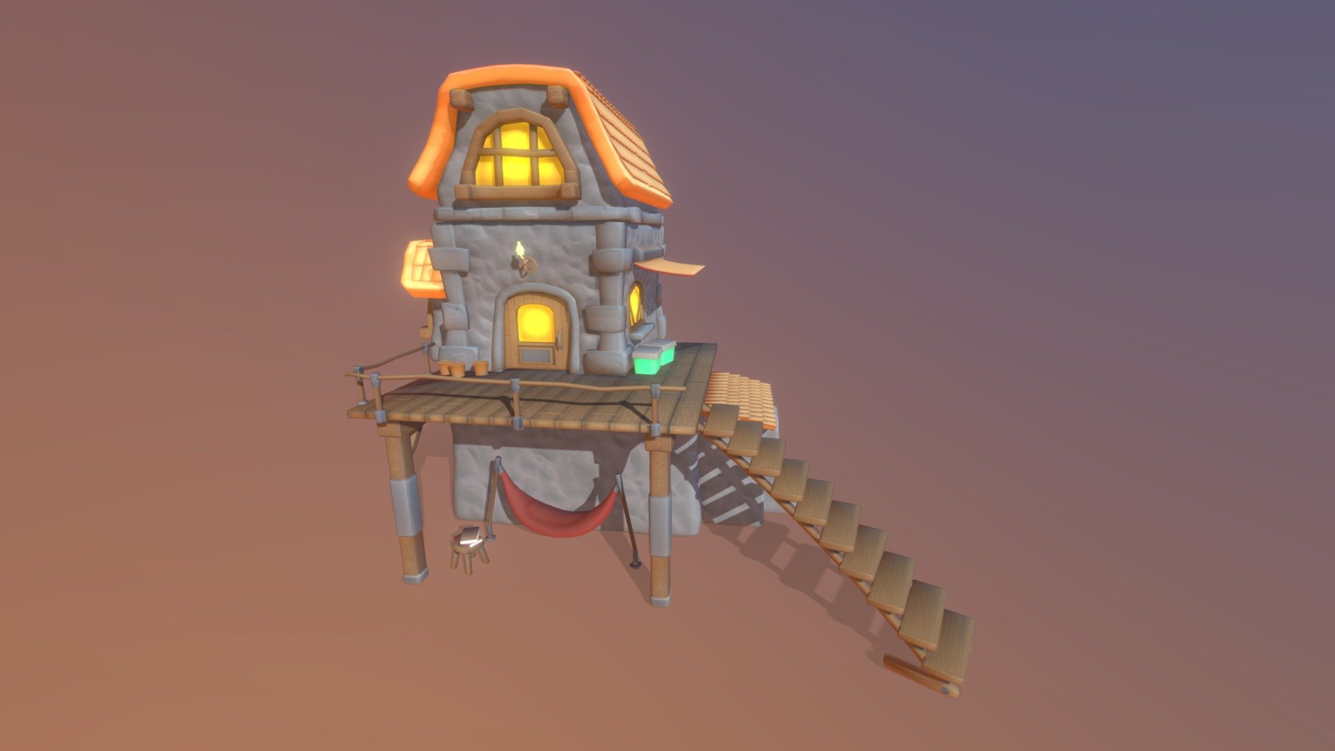 Small stylized house - 3D model by Eliott L'Hénoret (@eliottlh3D ...