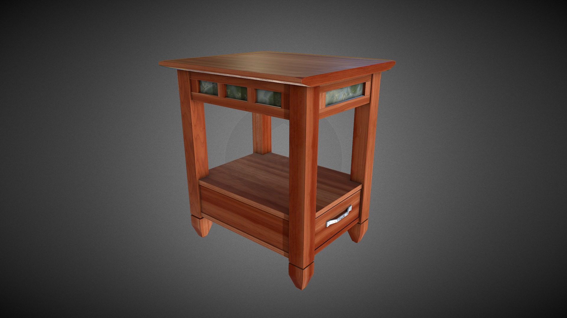 3D model Wooden End Table - This is a 3D model of the Wooden End Table. The 3D model is about a wooden table with a glass top.