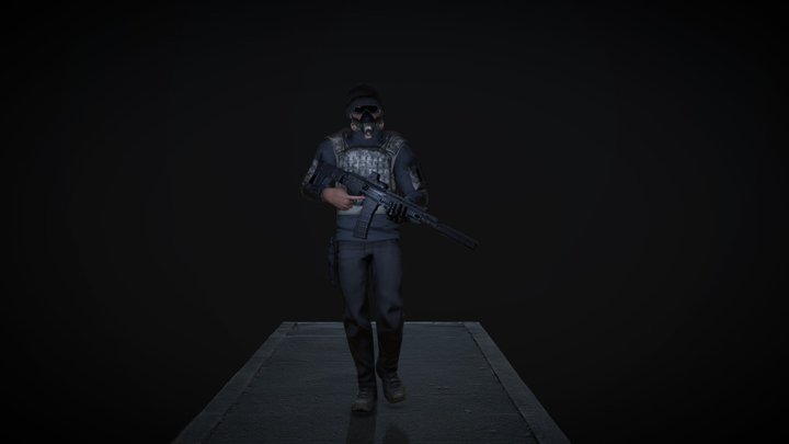 Post apocalyptic soldier. Night Walker. 3D Model