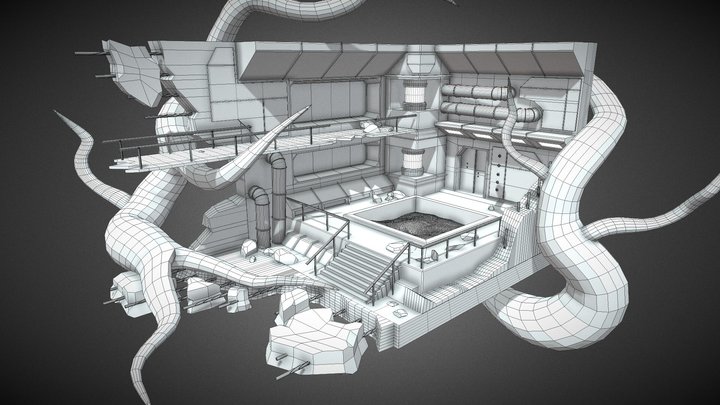 3d sci fi postapocalyptic room design 3D Model