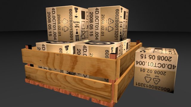 Pallet and Crate Scene 3D Model