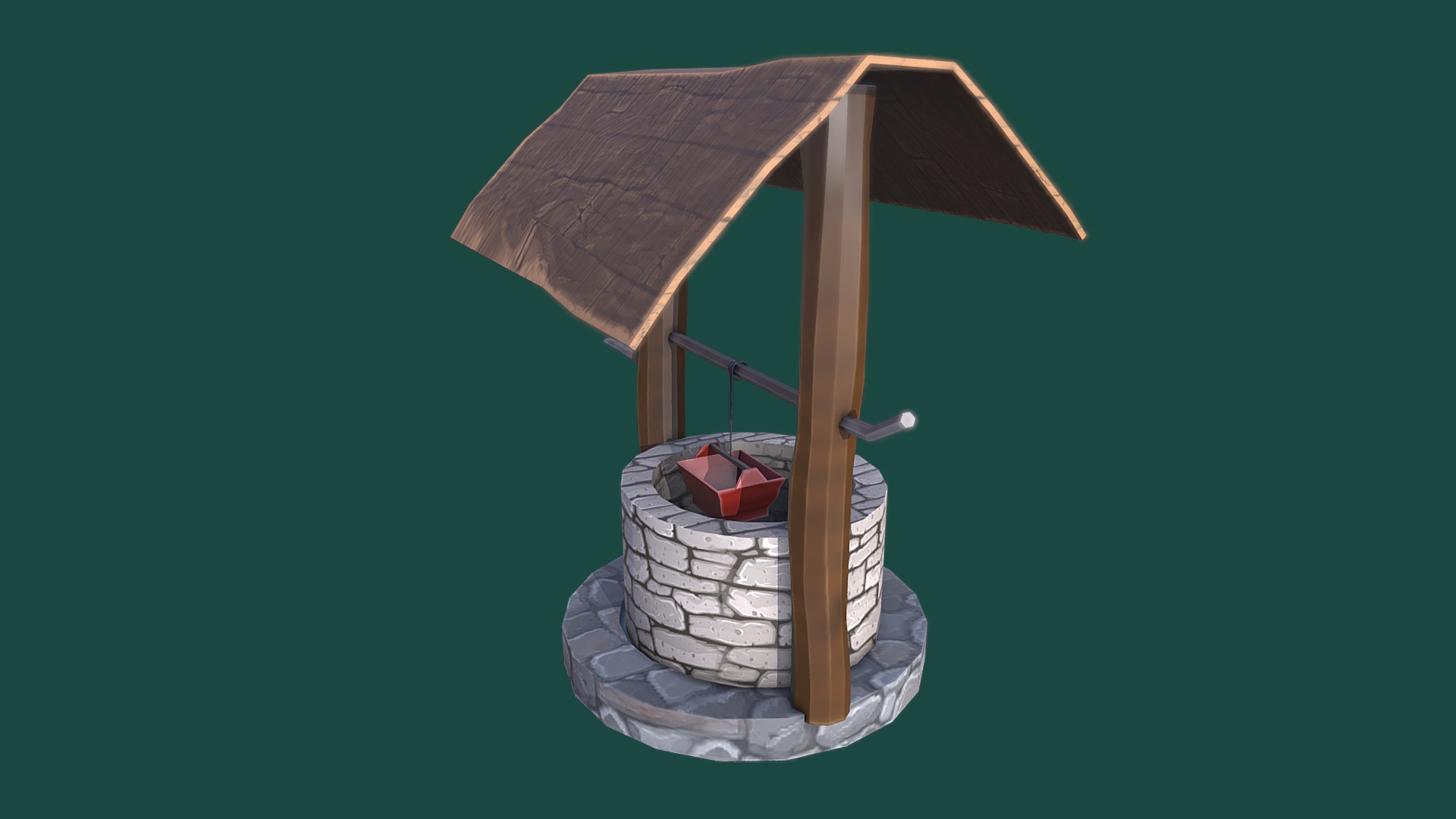 3D model low poly well - This is a 3D model of the low poly well. The 3D model is about a birdhouse with a bird inside.