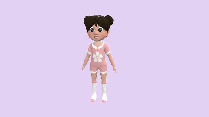 Cartoon Girl Character 3D Model