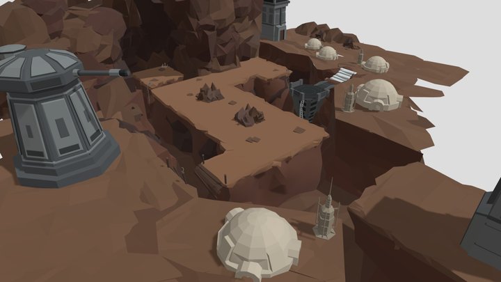 Low-Poly Tatooine Level 3D Model