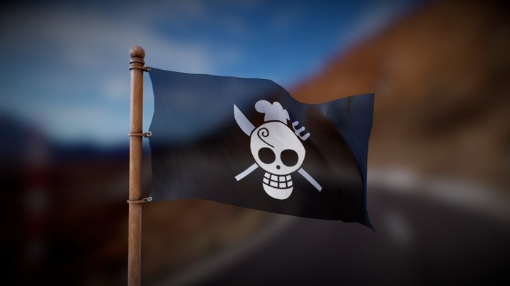 One Piece - Sanji Pirate Flag - Jolly Roger 3D Model