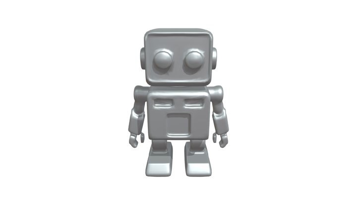 Retro-styled robot with boxy design 3D Model