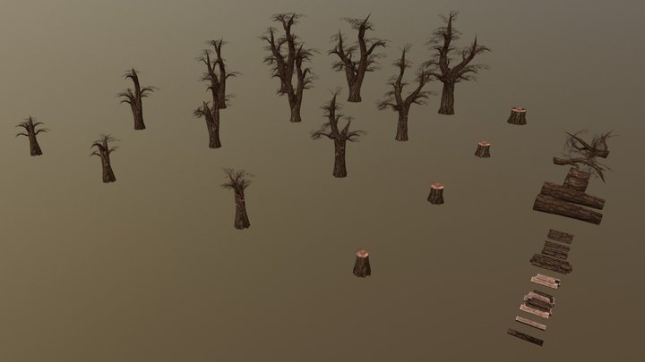 Elm Trees - Dead 3D Model