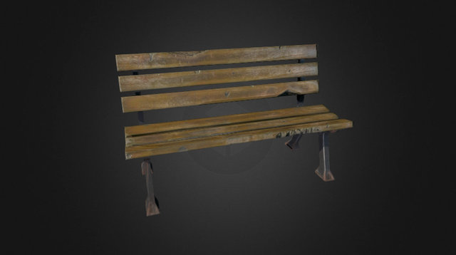 Damaged Street Bench 3D Model