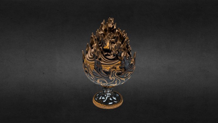 Boshan-style Bronze Incense Burner (错金铜博山炉) 3D Model
