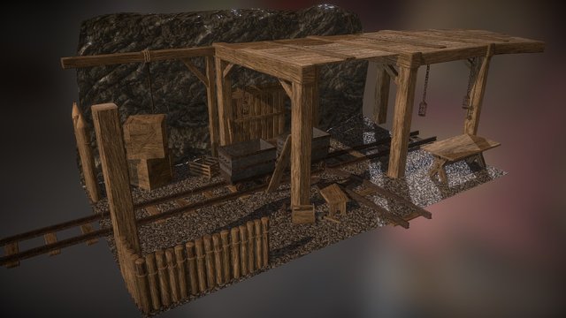 Mine Diorama - Wood Fortress Asset Kit 3D Model