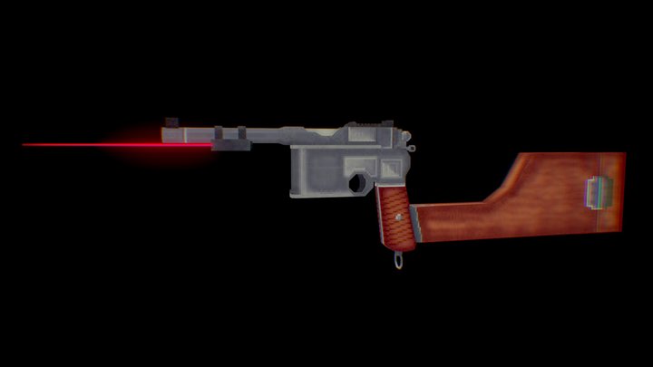 Mauser C96 - Red9 (Pixelated Low-Poly) 3D Model