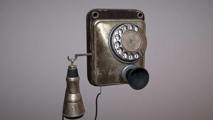 Old Telephone Low-poly 3D Model