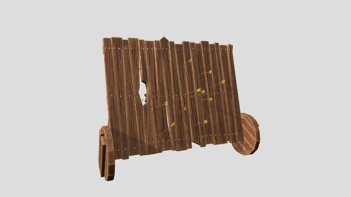 Wooden siege wall 3D Model