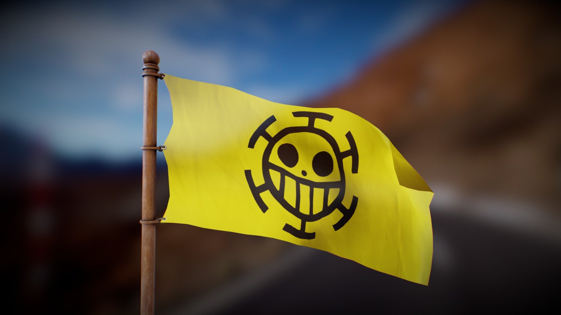 Loopable waving colored Jolly Roger pirate flag animation Stock