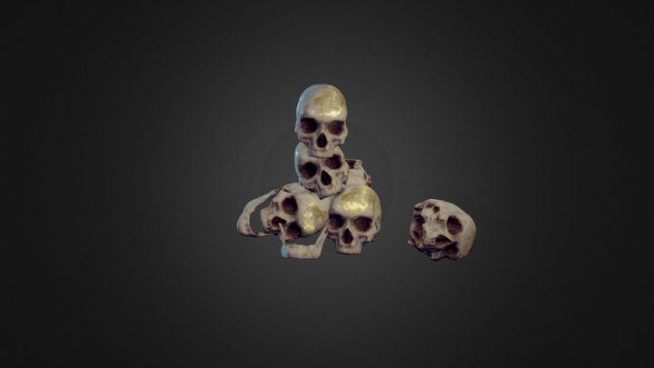 A bunch of gold skull 3D Model