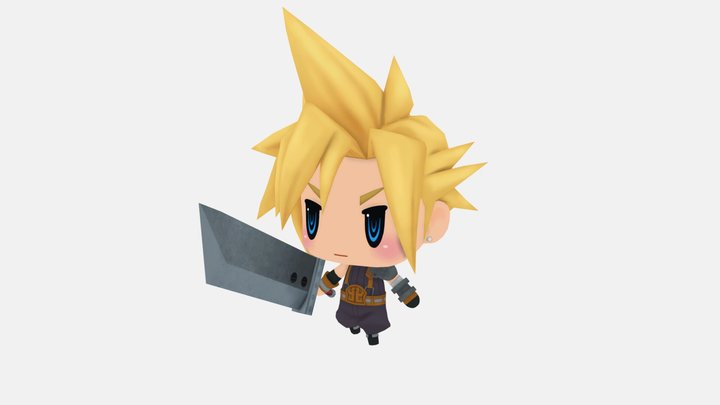 Cloud from World of Final Fantasy 3D Model