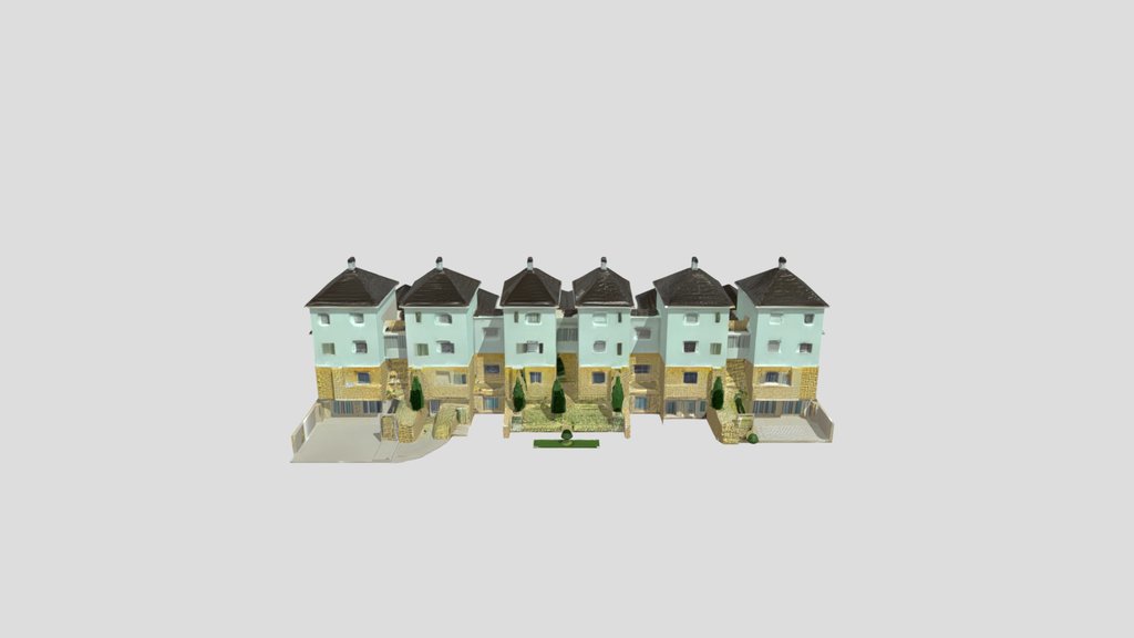A row of residential townhouses.