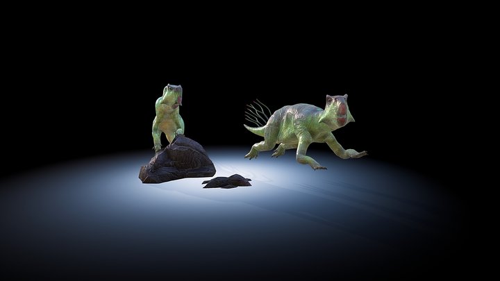 Psittacosaurus in Cretaceous Period 嬰鵡嘴龍 3D Model