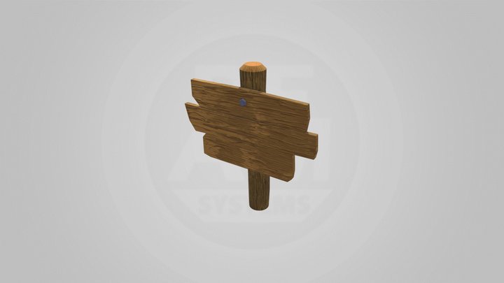 Stylized wood sign 3D Model