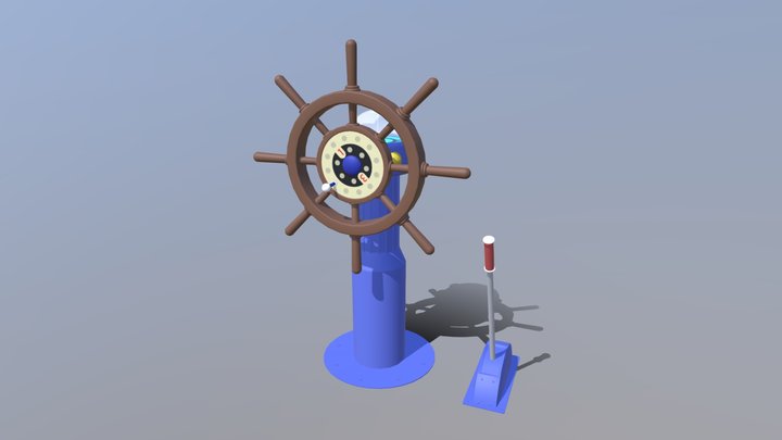 Wheel Rudder Animation 3D Model