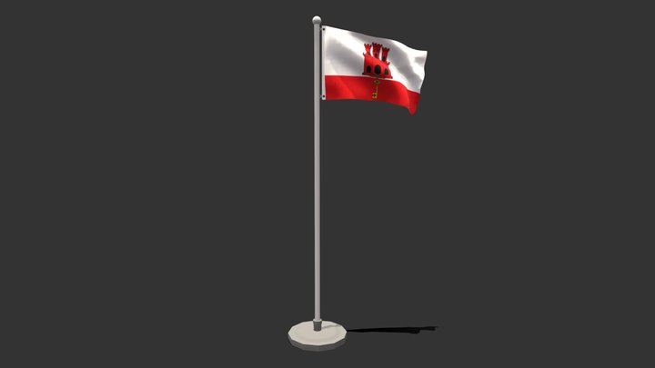 Seamless Animated Gibraltar Flag 3D Model